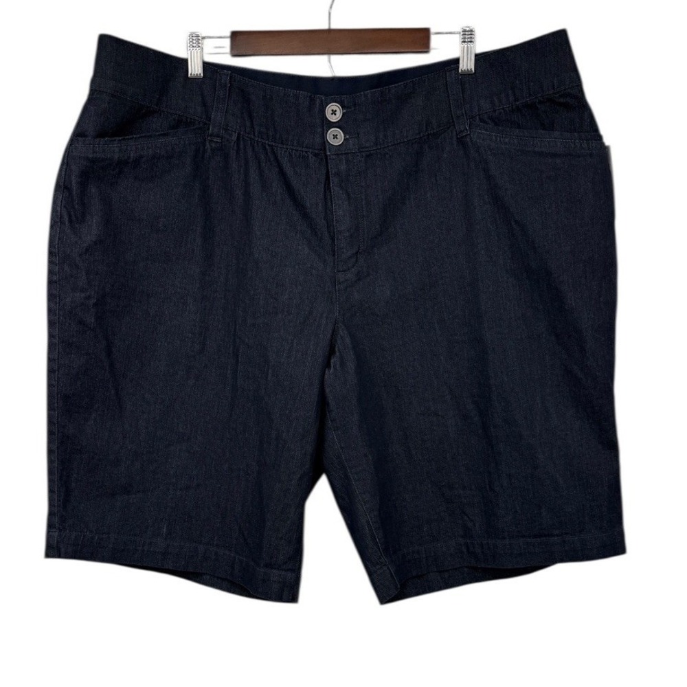 CJ Banks Plus Size 24W Denim Shorts NWT Comfort Waist Stretch Dark Wash Bermuda